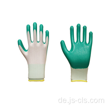 Gartenserie weißgrüne polyester ausgekleidete Nitrilhandschuhe